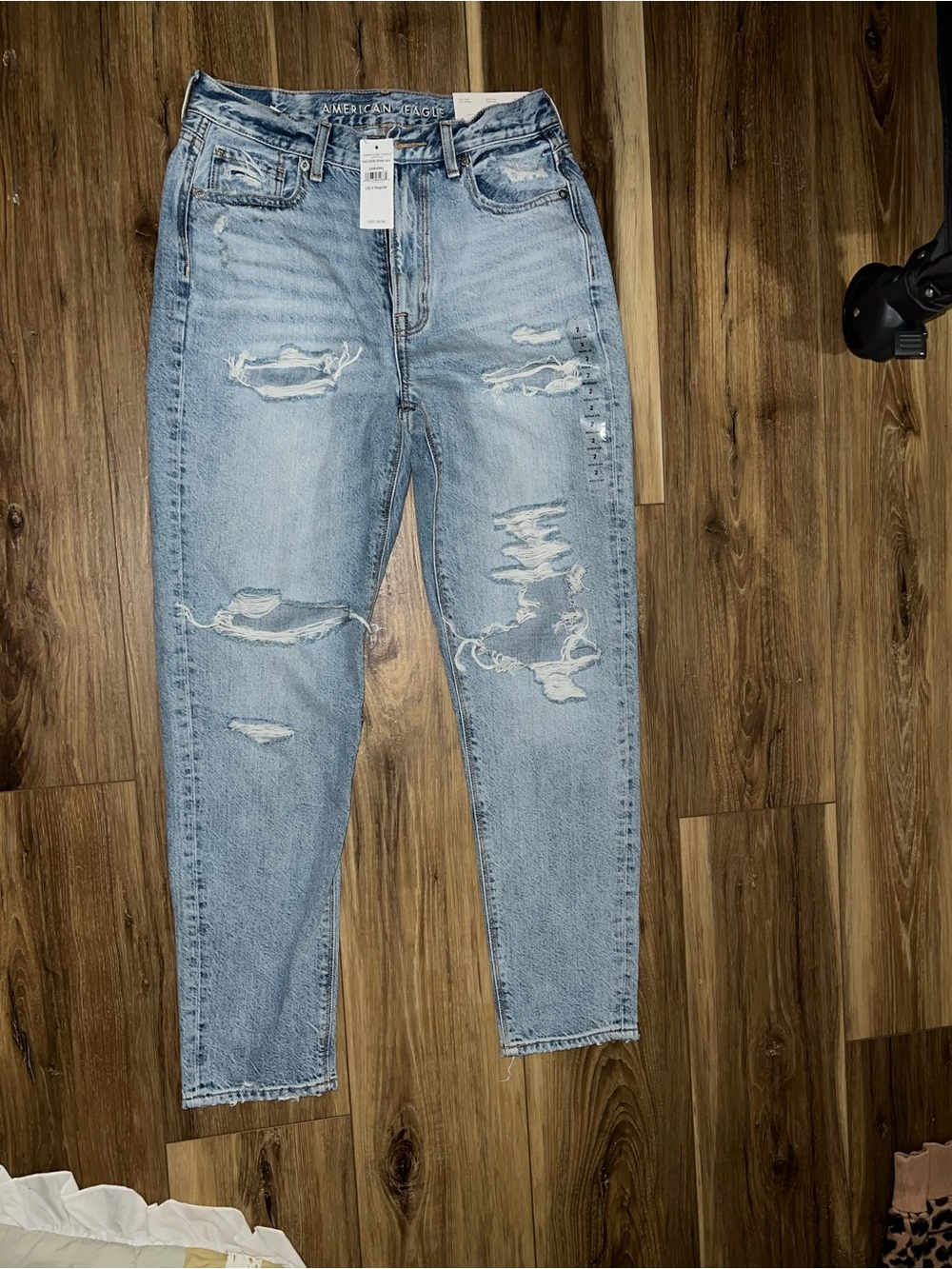 American Eagle Outfitters Distressed Light Blue Straight Leg Jeans